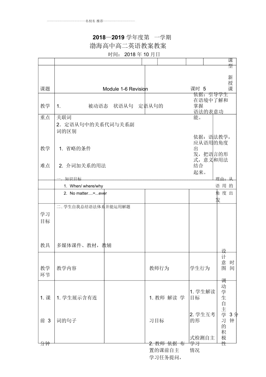 遼寧省大連渤海高級中學(xué)外研版高二英語必修五精編教案：Modules1-6復(fù)習(xí)第五課時(shí)_第1頁