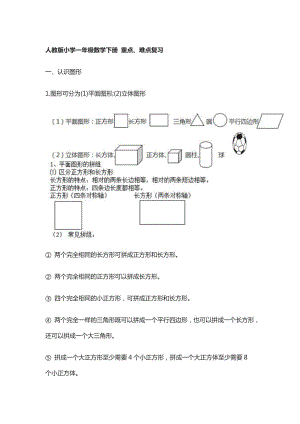 人教版小學(xué)一年級(jí)數(shù)學(xué)下冊(cè) 重點(diǎn)