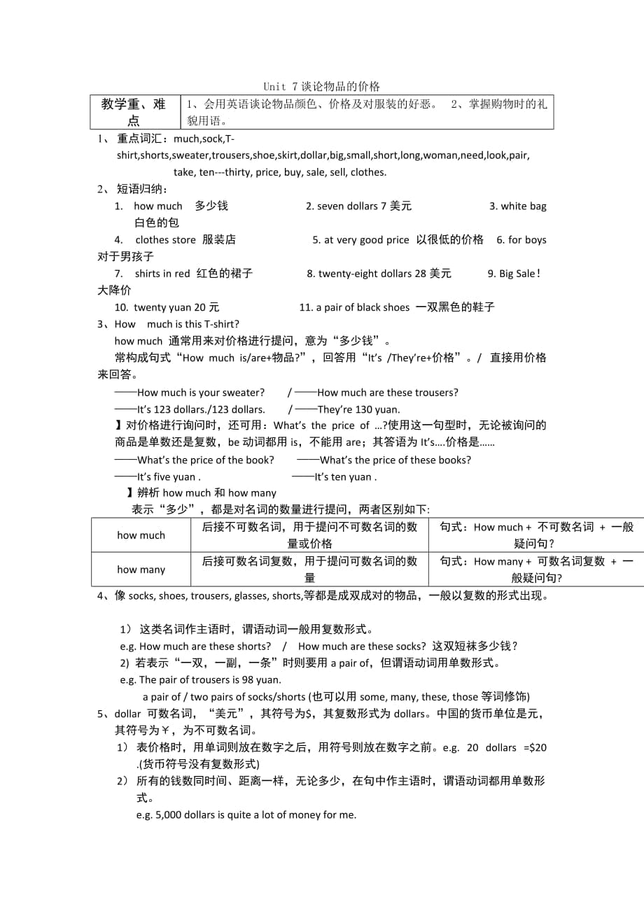 人教版 七年級(jí)上冊(cè) 英語(yǔ)知識(shí)點(diǎn) 全 第七單元 unit 7 知識(shí)點(diǎn)_第1頁(yè)