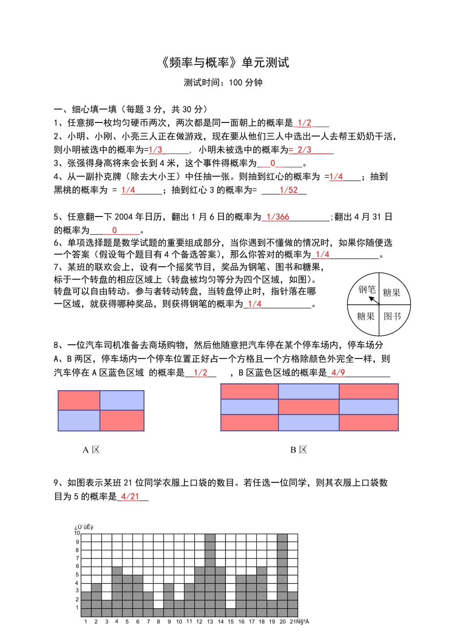 第25章《頻率與概率》單元測試_第1頁