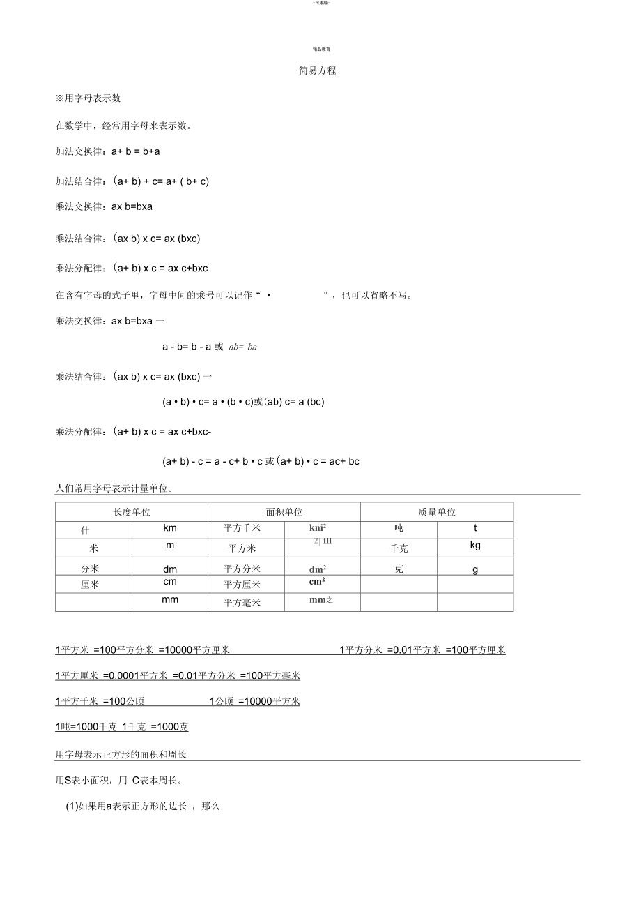 数学四年级下知识点总结_第1页