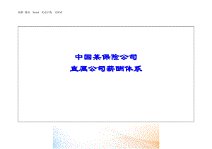 某保險(xiǎn)公司薪酬管理體系