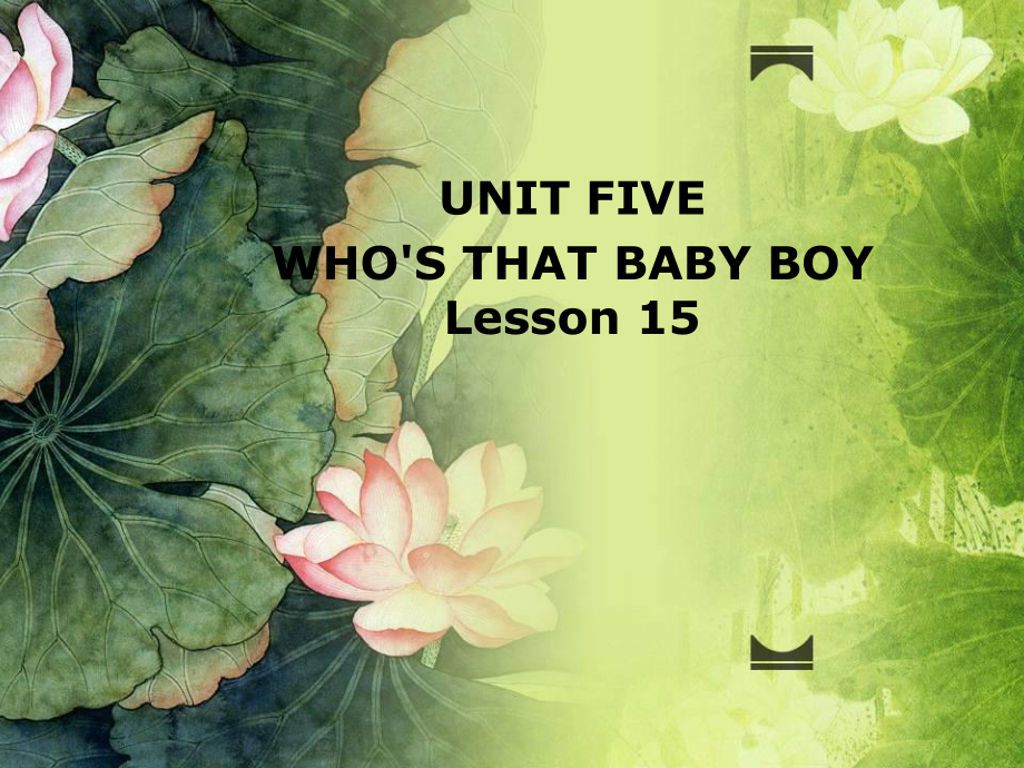 五年級下冊英語課件－UNIT FIVE WHO'S THAT BABY BOY？ Lesson 15｜北京課改版 (共19張PPT)_第1頁