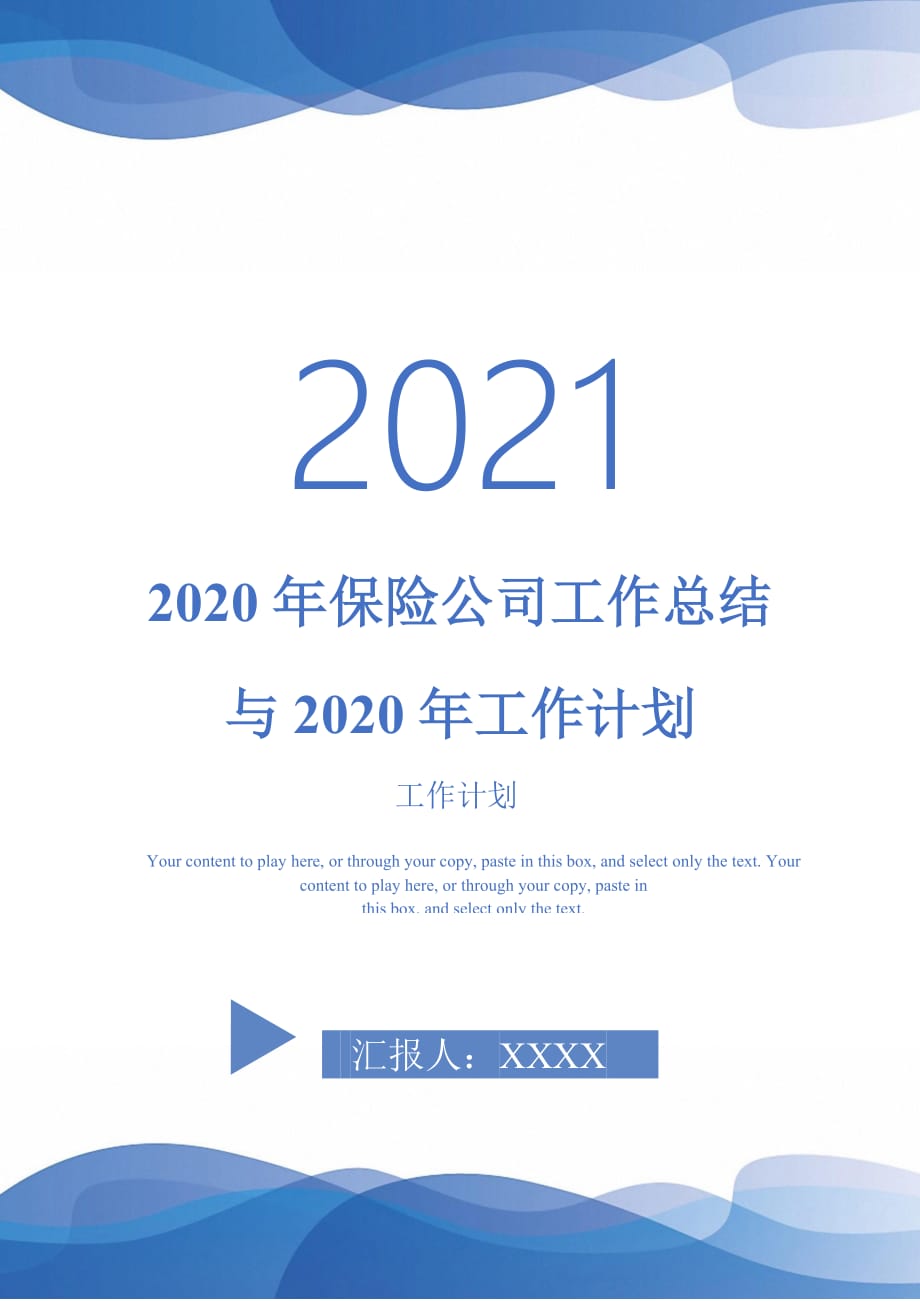 2020年保险公司工作总结与2020年工作计划_第1页
