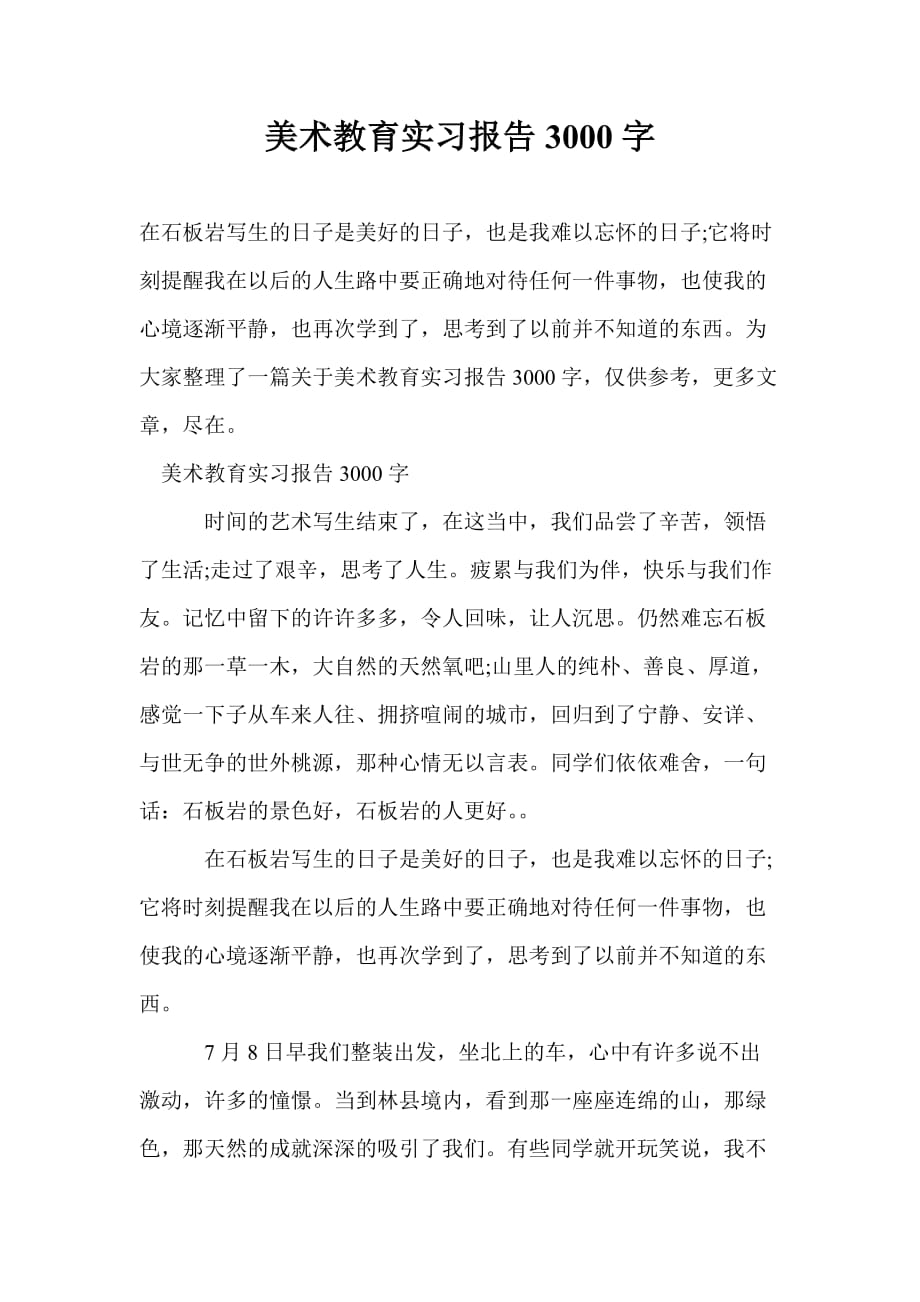 美术教育实习报告3000字_第1页