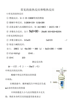 常見地放熱反應(yīng)和吸熱反應(yīng)