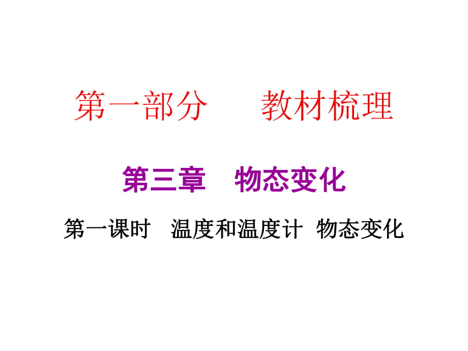 2019年中考物理總復(fù)習(xí)課后作業(yè)課件：第三章 物態(tài)變化 (共28張PPT)_第1頁(yè)