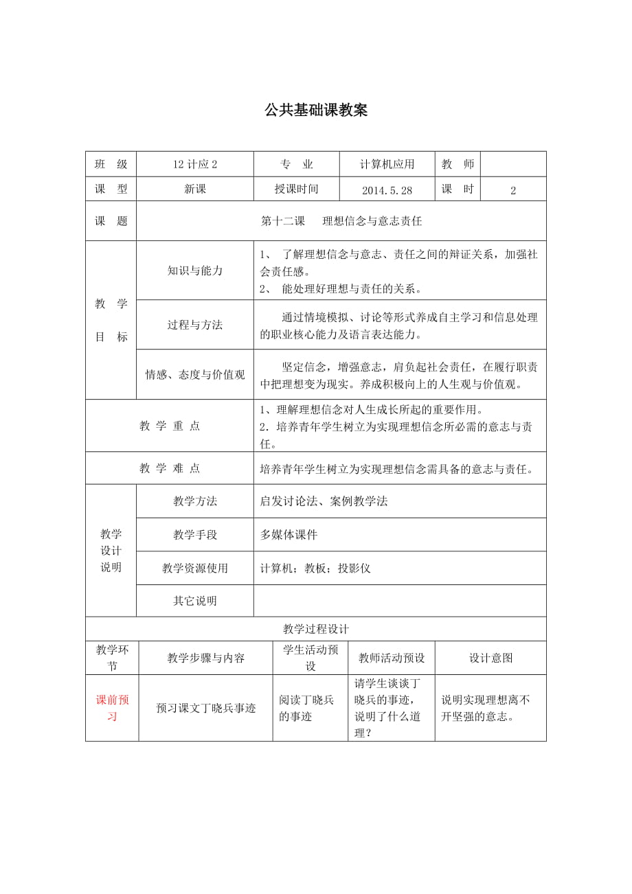 12第十二课理想信念与意志责任_第1页