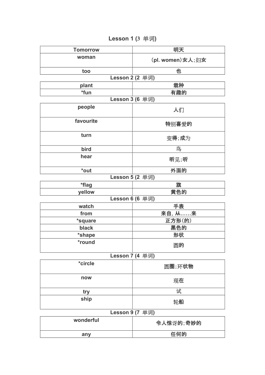 三年級下冊英語單詞(北京版)_第1頁