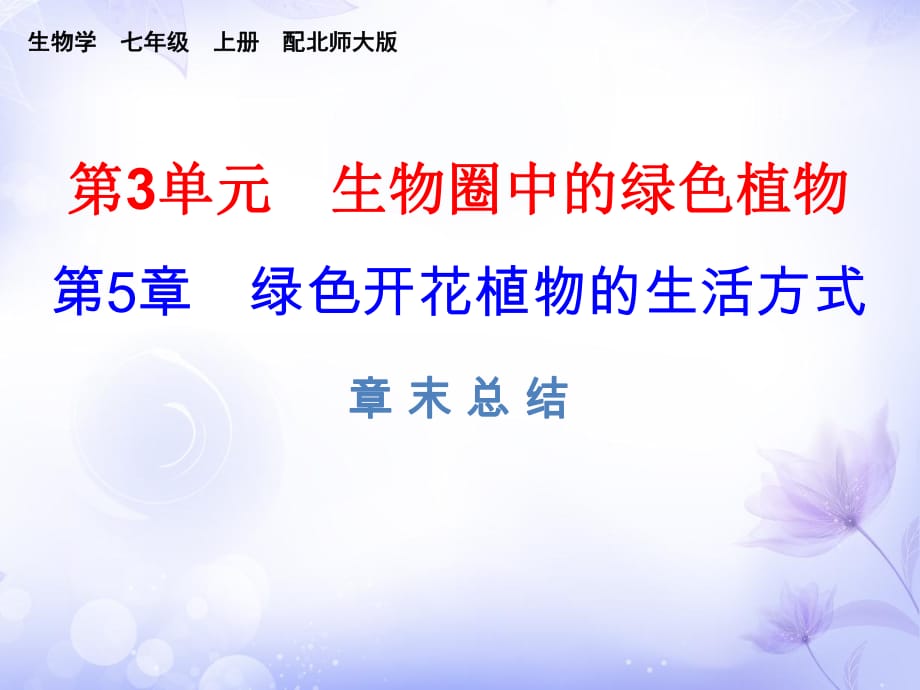 2018年秋七年級(jí)北師大版生物上冊(cè)課件：第5章章末總結(jié) (共26張PPT)_第1頁