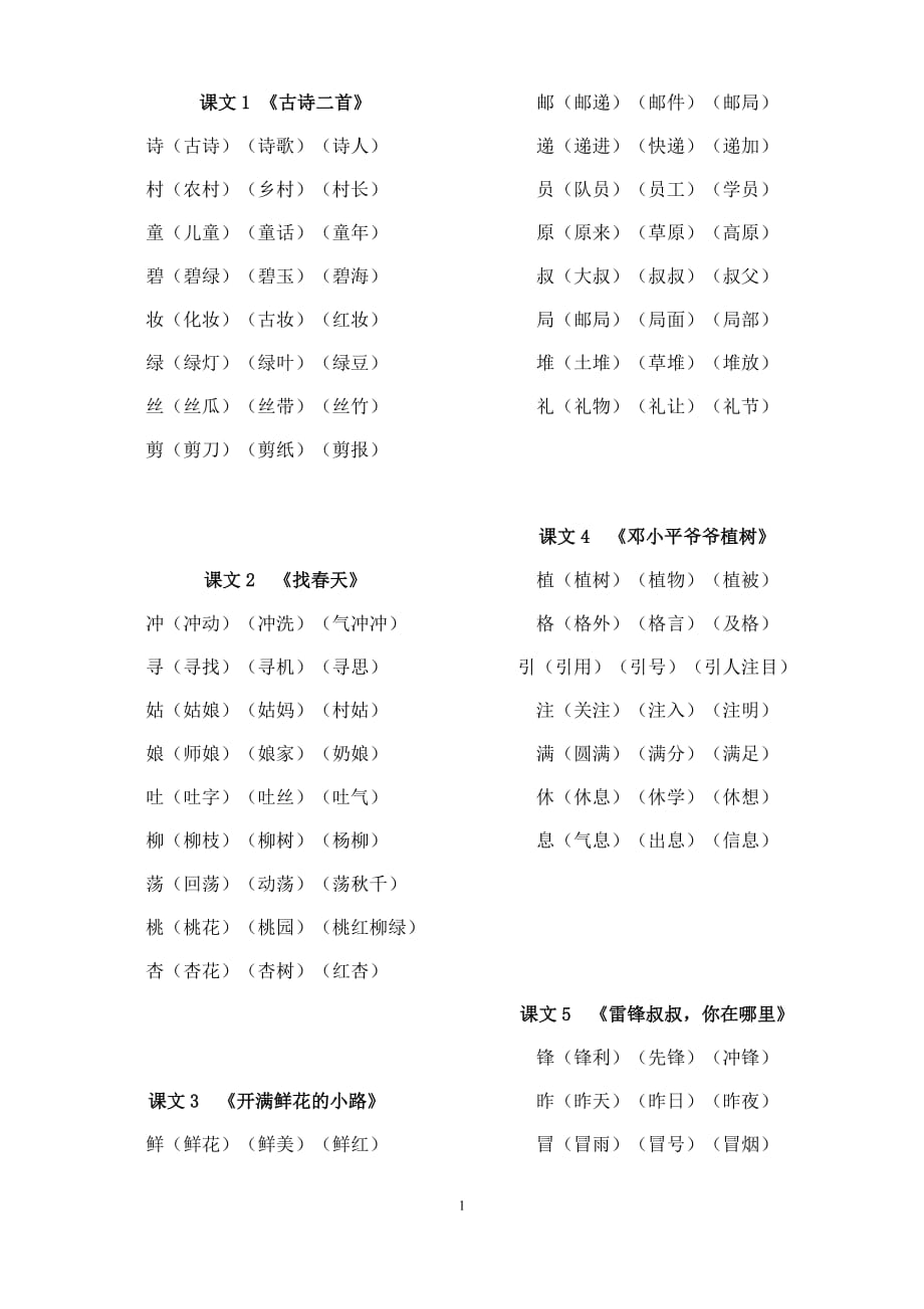 人教版二年级语文下册词语扩词_第1页