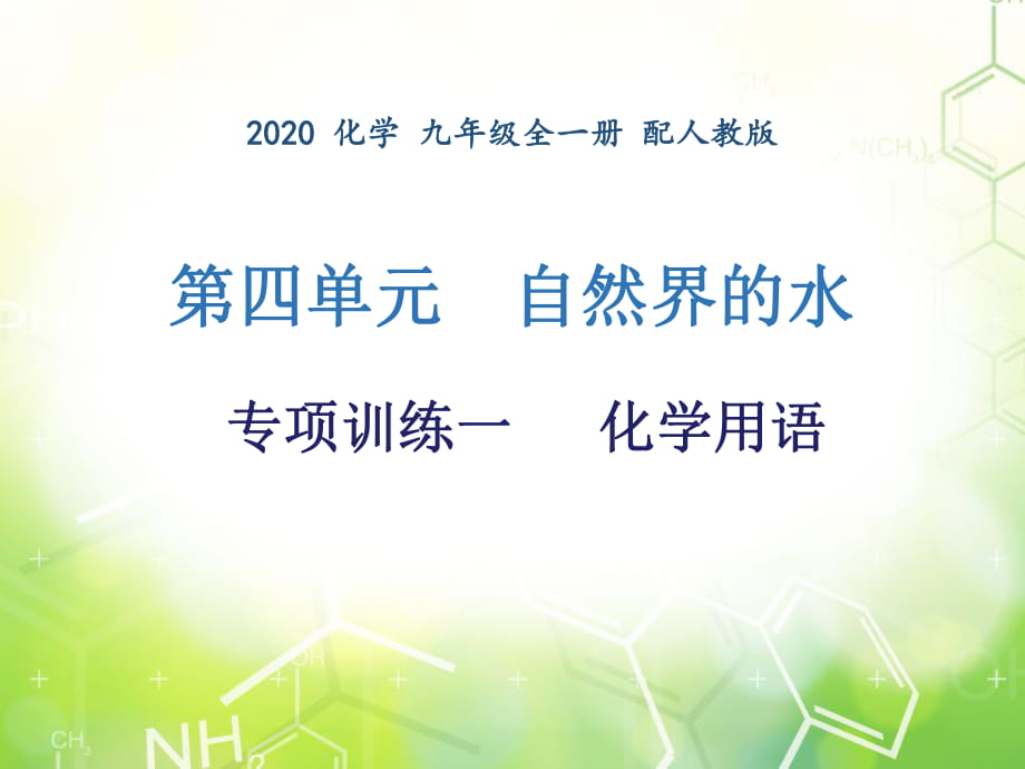 第四單元 專項訓練一 化學用語-2020年秋人教版九年級上冊化學作業(yè)課件 (共9張PPT)_第1頁