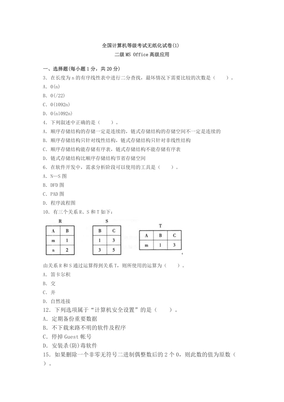 全国计算机二级office复习资料_第1页