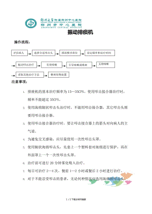 震動排痰機(jī)操作流程 注意事項(xiàng) 應(yīng)急預(yù)案 流程