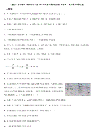 人教版九年級化學(xué)上冊同步練習(xí)題 第六單元碳和碳的化合物 課題3 二氧化碳和一氧化碳