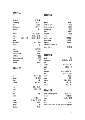 譯林版新版三年級英語下冊單詞