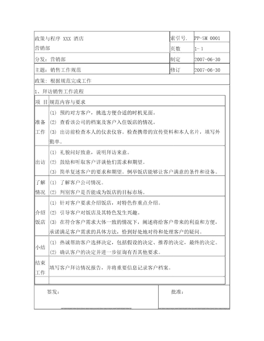 酒店拜访销售工作流程_第1页