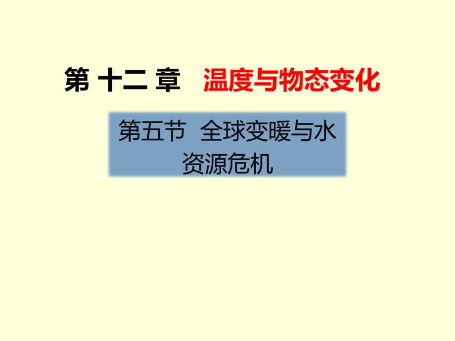 滬科版九年級(jí)物理課件：第十二章溫度與物態(tài)變化第五節(jié) 全球變暖與水資源危機(jī)_第1頁