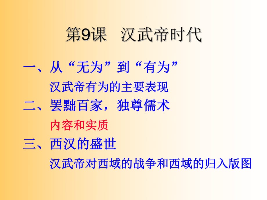 華東師大版歷史高一下冊第三單元第9課《漢武帝時代 》課件（18張）(共18張PPT)_第1頁