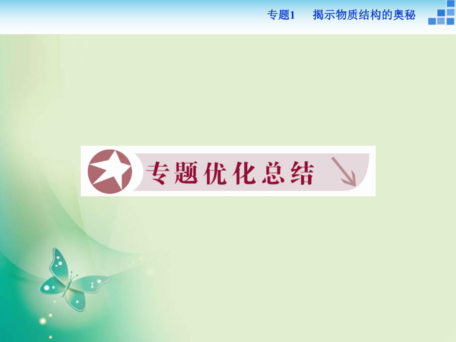 2017-2018學(xué)年高中化學(xué)蘇教版選修3 專題1 揭示物質(zhì)結(jié)構(gòu)的奧秘 專題優(yōu)化總結(jié) 課件（共8張PPT）_第1頁(yè)