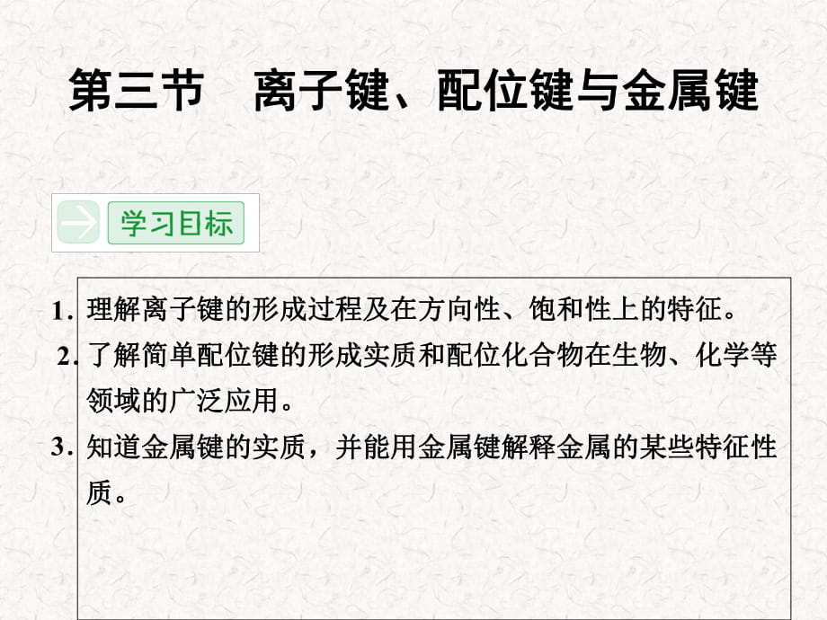 2017-2018学年高中化学 2.3离子键、配位键与金属键课件 鲁科版选修3(共41张PPT）_第1页