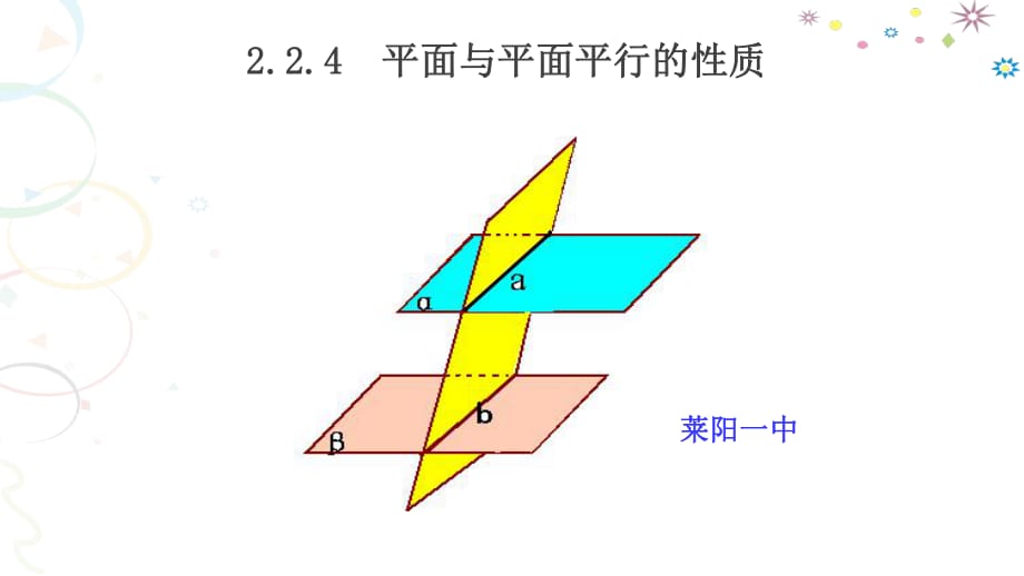 人教版高中數(shù)學(xué)必修二2.2.4平面與平面平行的性質(zhì)公開課教學(xué)課件 (共18張PPT)_第1頁