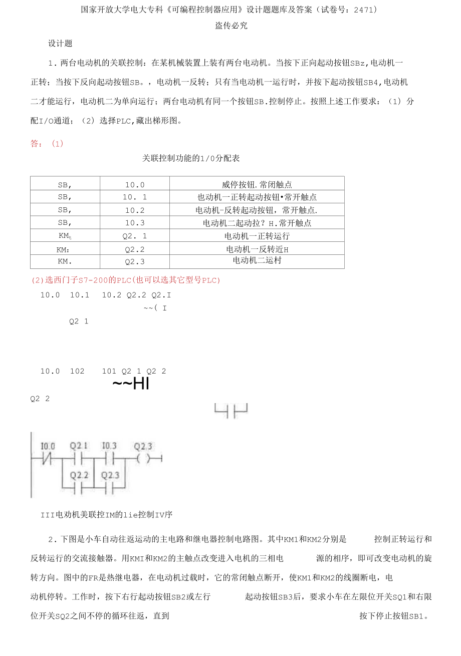 (2021更新）國家開放大學(xué)電大?？啤犊删幊炭刂破鲬?yīng)用》設(shè)計(jì)題題庫及答案（試卷號(hào)：2471）_第1頁