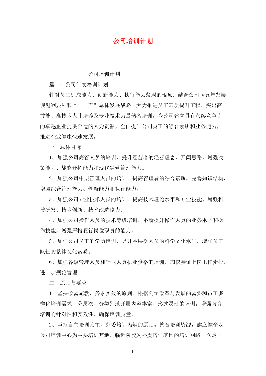 公司培訓(xùn)計(jì)劃_第1頁