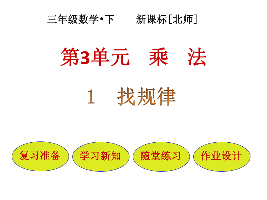 三年級(jí)下冊(cè)數(shù)學(xué)課件-第3單元 第1節(jié)找規(guī)律∣北師大版（2018秋） (共22張PPT)_第1頁