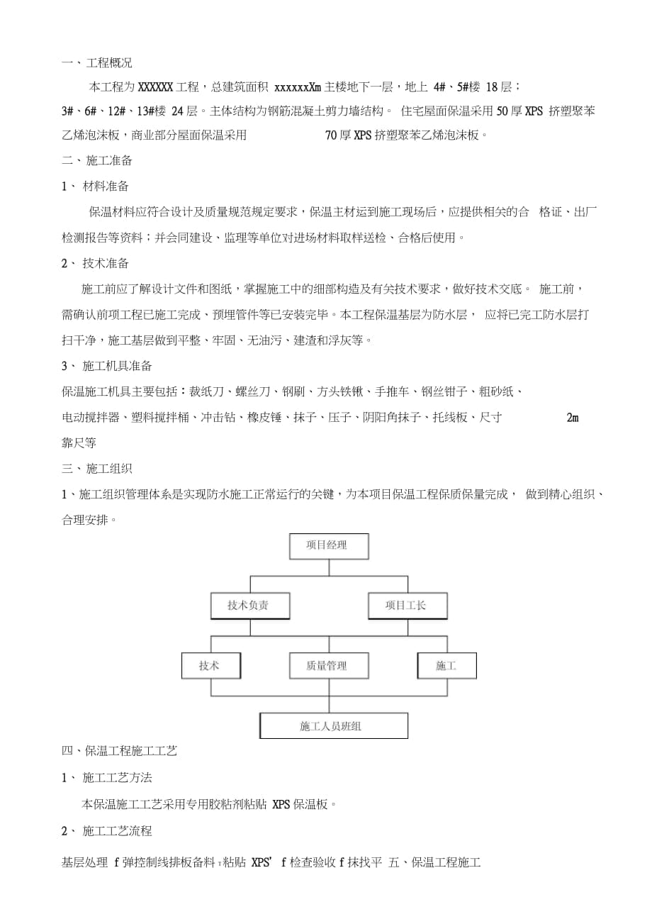 屋面保溫施工方案(xps擠塑聚苯板)（完整版）_第1頁