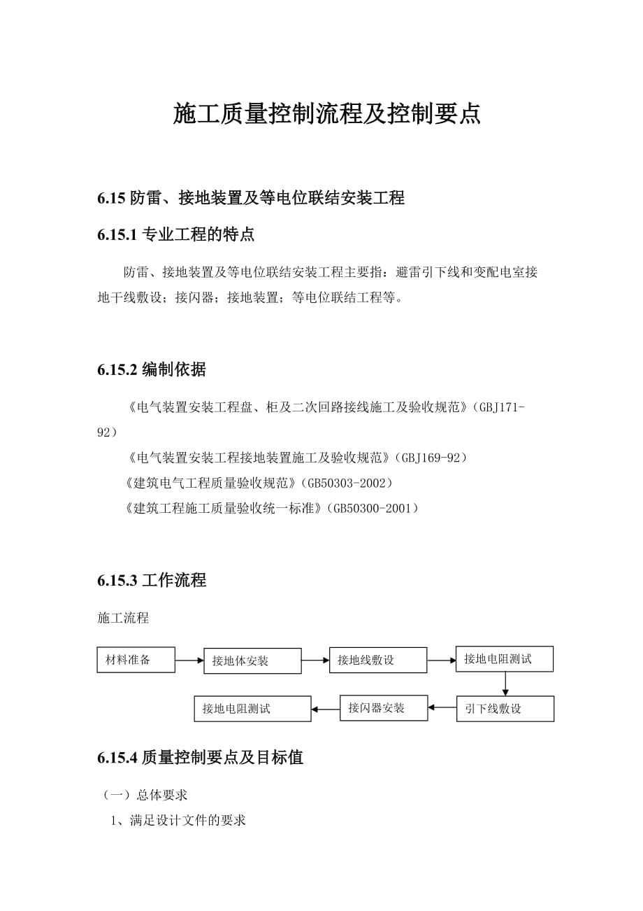 【中海地产】施工质量控制流程及控制要点：防雷、接地装置及等电位联结安装工程_第1页