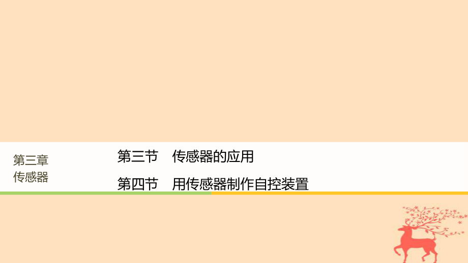 物理 第三章 傳感器 第三節(jié) 傳感器的應(yīng)用 第四節(jié) 用傳感器制作自控裝置 粵教版選修32_第1頁