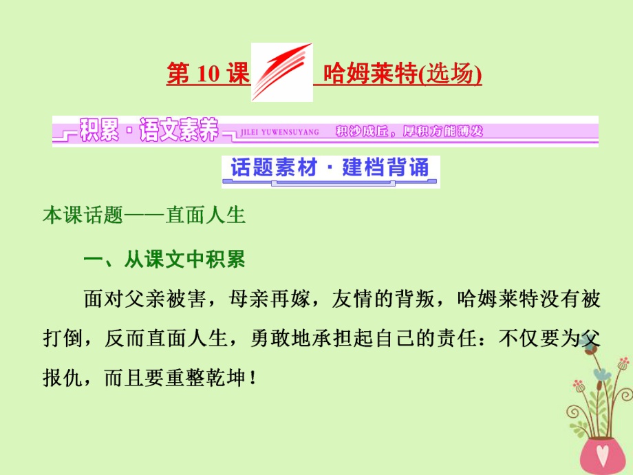 語文 第三單元 人生如舞臺 第10課 哈姆萊特（選場） 語文版必修4_第1頁