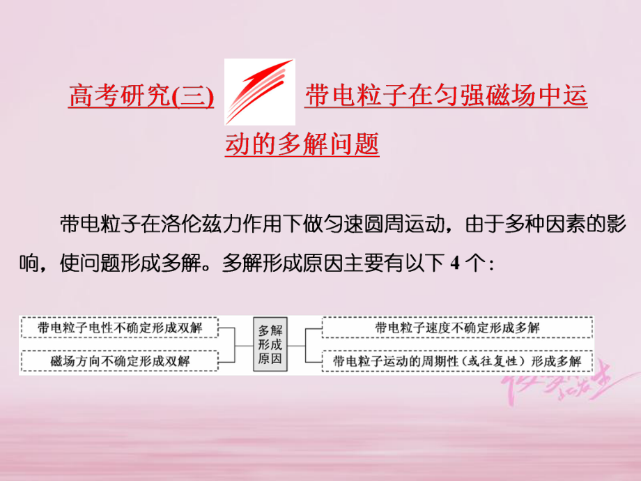 物理第九章 磁场 研究（三）带电粒子在匀强磁场中运动的多解问题_第1页