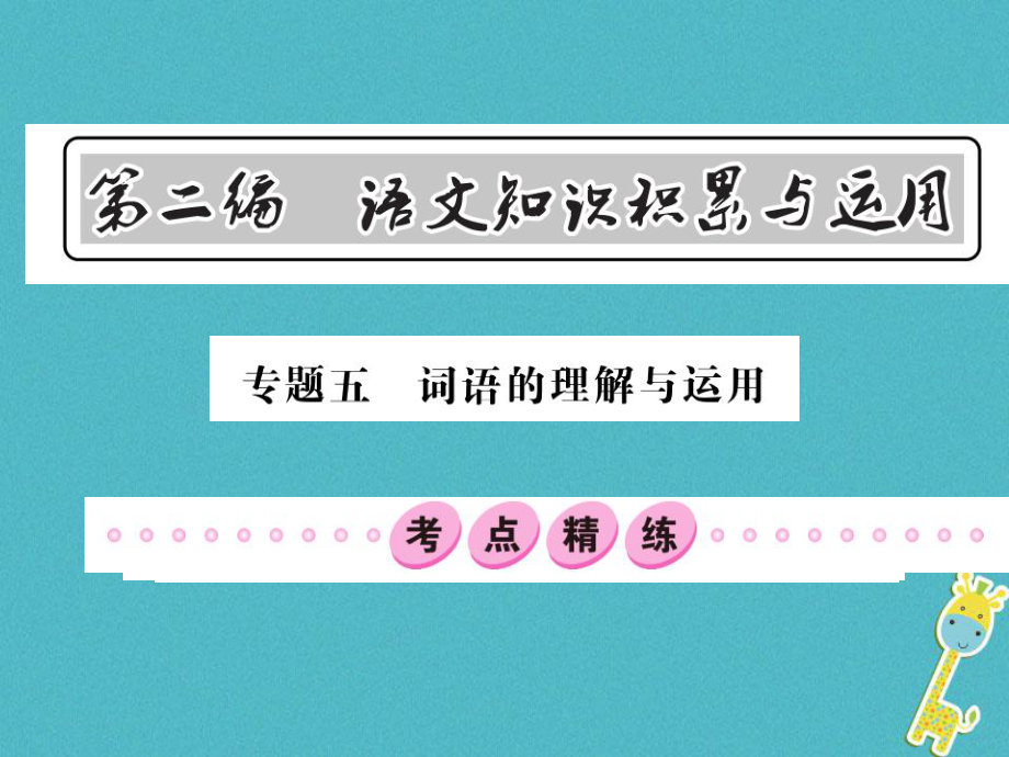 語文總第2編 語文知識(shí)積累與運(yùn)用 五 詞語的理解與運(yùn)用精練 語文版_第1頁