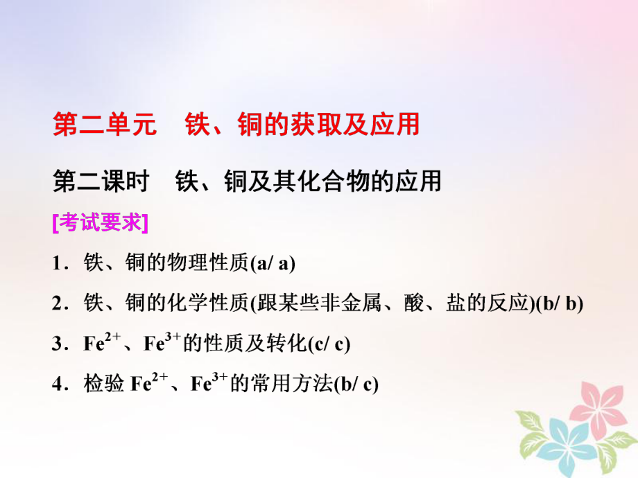 化學(xué) 3 從礦物到基礎(chǔ)材料 第二單元 第二課時 鐵、銅及其化合物的應(yīng)用 蘇教版必修1_第1頁