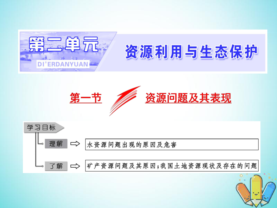 地理 第二單元 資源利用與生態(tài)保護(hù) 第一節(jié) 資源問題及其表現(xiàn) 魯教版選修6_第1頁