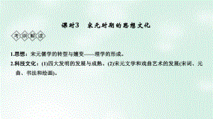 歷史階段四 中華文明的成熟與鼎盛——宋元 課時3 宋元時期的思想文化 岳麓版