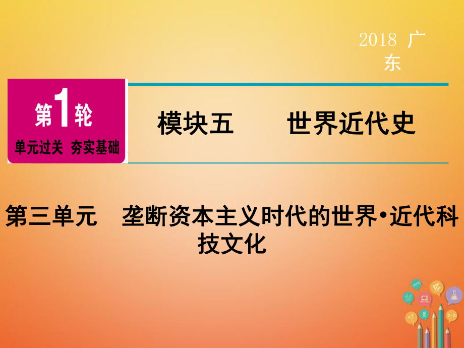 歷史第1輪 單元過關(guān) 夯實(shí)基礎(chǔ) 模塊5 世界近代史 第3單元 壟斷資本主義時(shí)代的世界 近代科技文化_第1頁