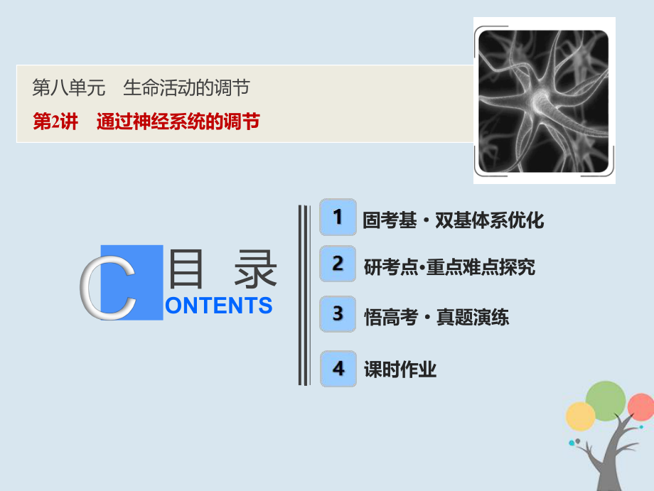 生物第八单元 生命活动的调节 第2讲 通过神经系统的调节 新人教版_第1页