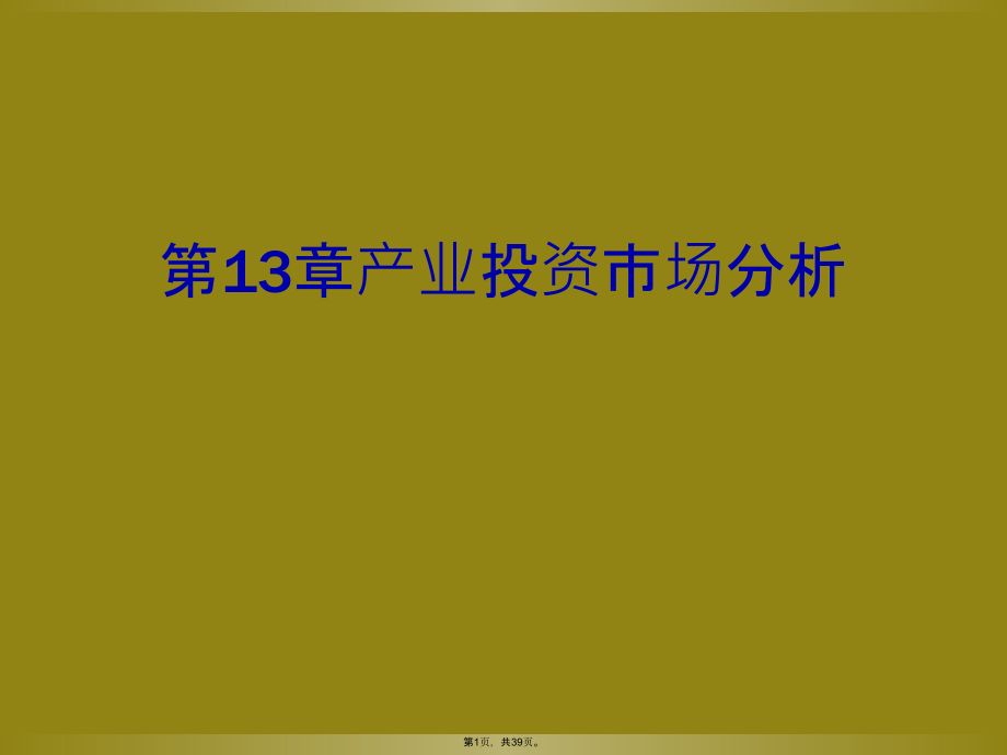 第13章产业投资市场分析_第1页