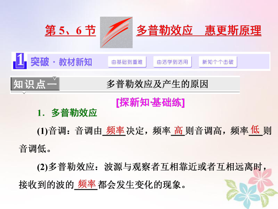 物理 第十二章 機械波 第5、6節(jié) 多普勒效應 惠更斯原理 新人教版選修3-4_第1頁