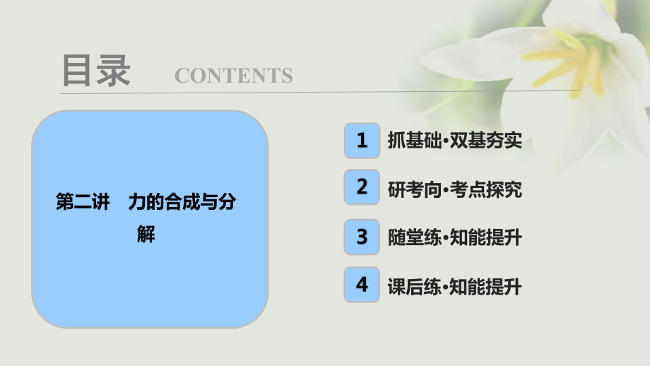 物理第二章 相互作用 第二讲 力的合成与分解_第1页