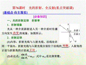 物理總第十四章 波與相對論 第76課時(shí) 光的折射、全反射（重點(diǎn)突破課） 選修3-4