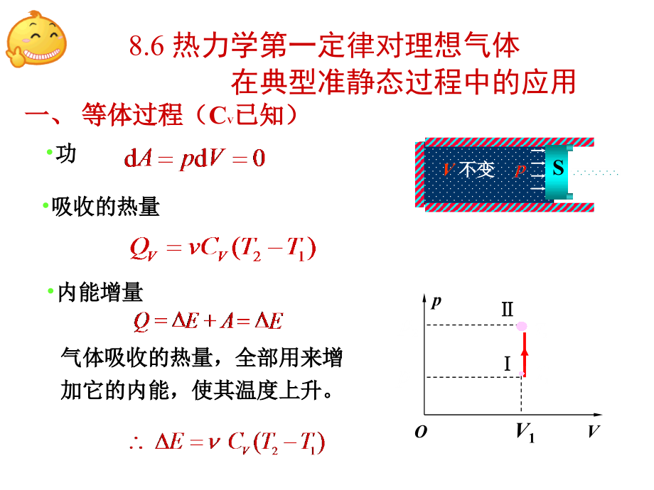 8.6熱力學第一定律對理想氣體在典型準靜態(tài)過程中的應用ppt_第1頁