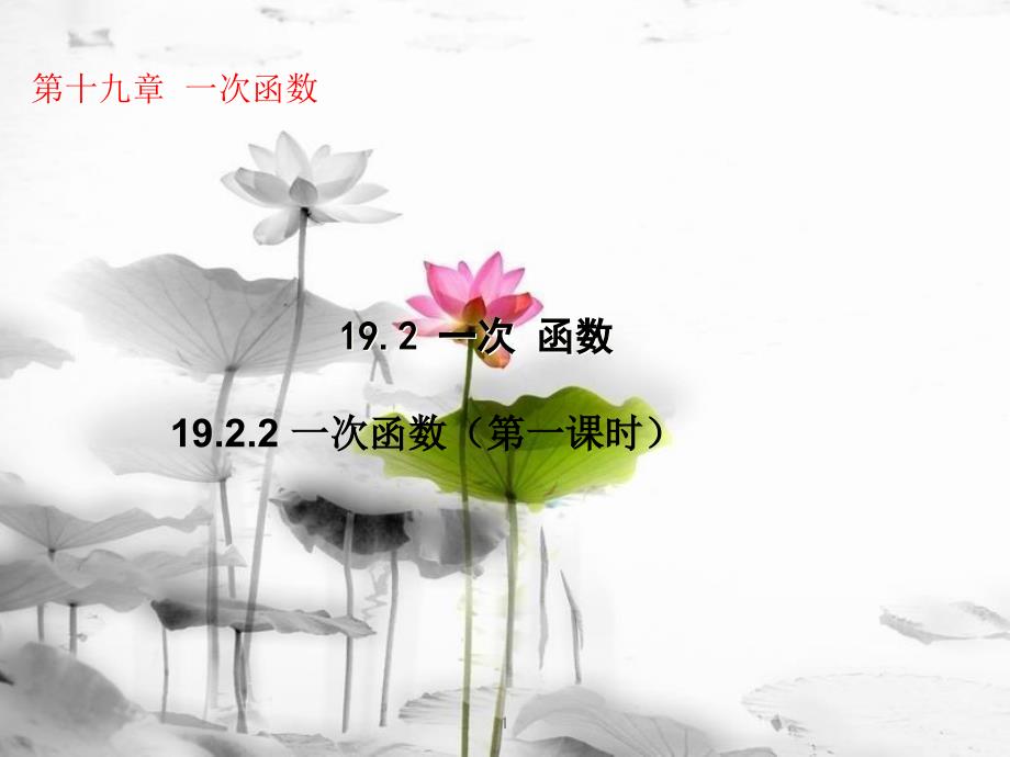 广东省中山市八年级数学下册 第19章 一次函数 19.2.2 一次函数（第1课时）教学课件 （新版）新人教版_第1页