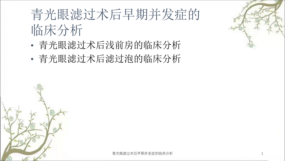 青光眼滤过术后早期并发症的临床分析课件_第1页