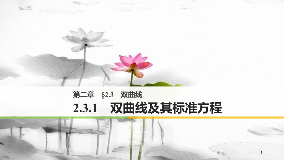 高中数学 第二章 圆锥曲线与方程 2.3.1 双曲线及其标准方程课件 新人教A版选修2-1_第1页