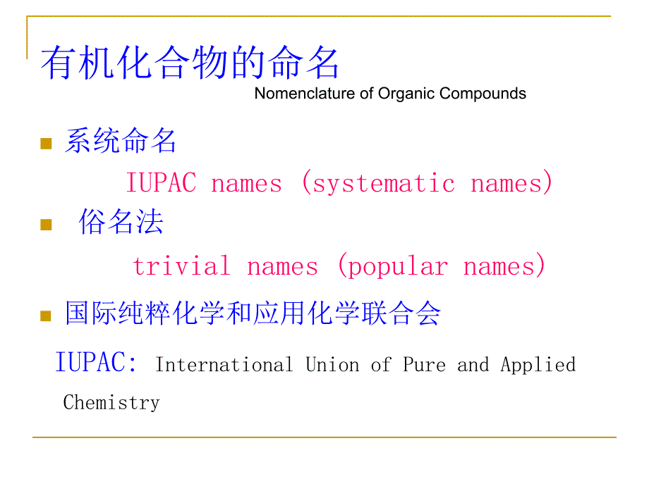 化学专业英语有机化合物中英文命名一_第1页