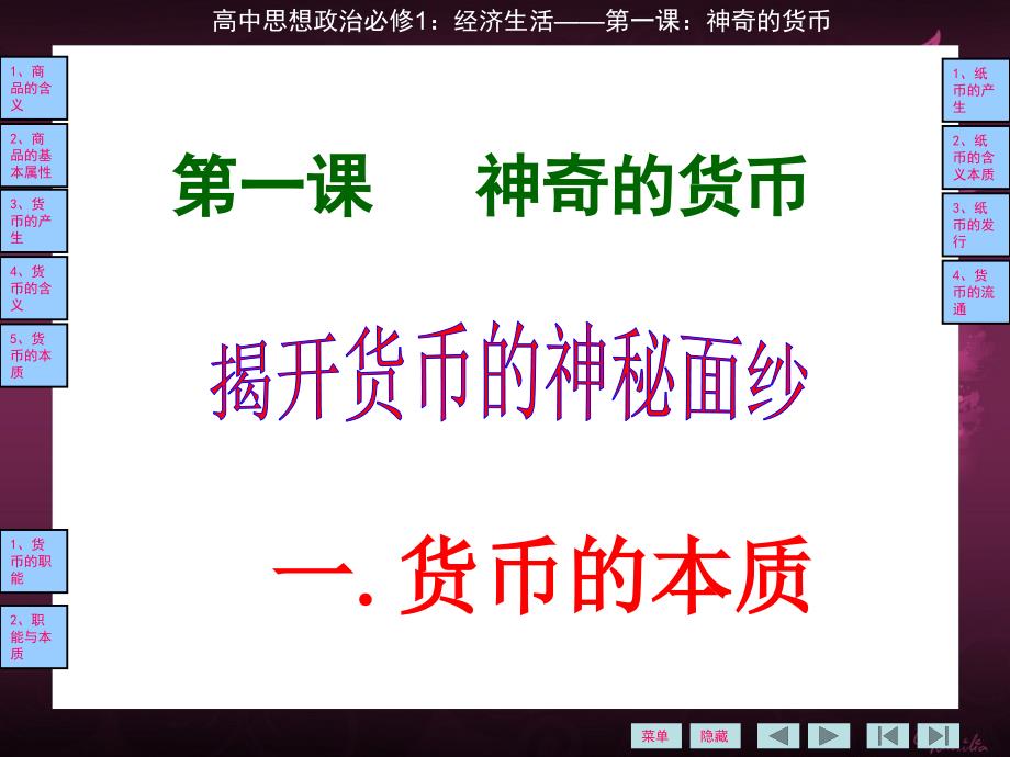 教育专题：经济生活：揭开货币神奇的面纱(1)_第1页